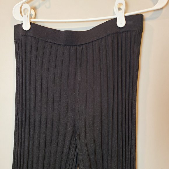 House of Harlow 1960 Pants Knit Ribbed Wide Leg Revolve Womens Medium Black - Picture 2 of 9